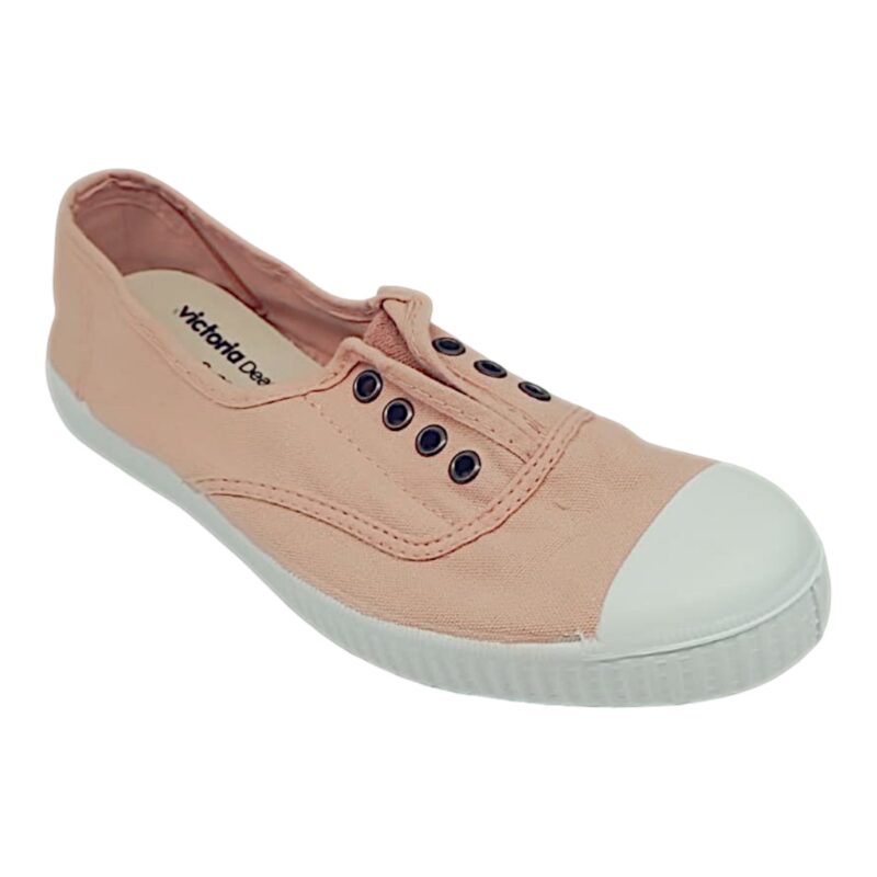 Sneaker in cotone rosa cipria "Balletto Classico" per bambina senza lacci con fascia elastica – Victoria 1 Sneaker rosa per bambina in cotone balletto classico senza lacci con fascia elastica – Victoria