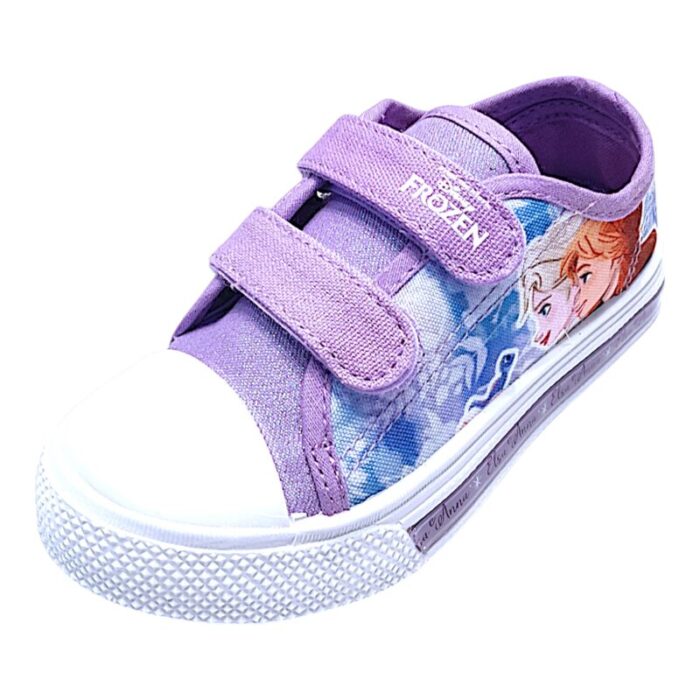 Sneaker sportiva Frozen in tessuto white-lilac con doppio strappo e luci - Silver 