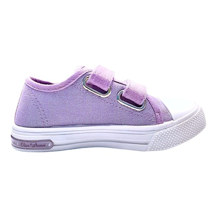 Sneaker sportiva Frozen in tessuto white-lilac con doppio strappo e luci - Silver 