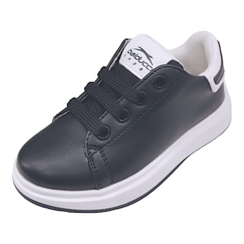 Sneaker sportiva Stan bianco-blu con lacci e zip laterale – Balducci