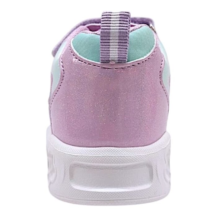 Sneaker sportiva bambina Frozen lilac con strappo, lacci elastici e luci - Silver