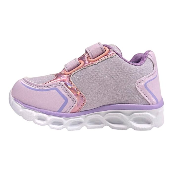 Sneaker sportiva bambina Frozen pink-lilac con doppio strappo e luci - Silver