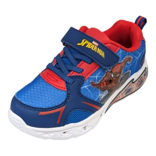 Sneaker sportiva bambino blu-rossa spider-man con strappo, lacci elastici e luci - Silver