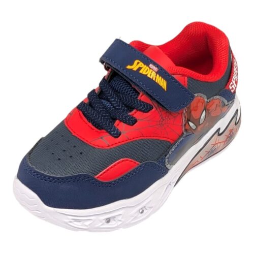 Sneaker sportiva bambino blu-rossa spider-man con strappo, lacci elastici e luci - Silver