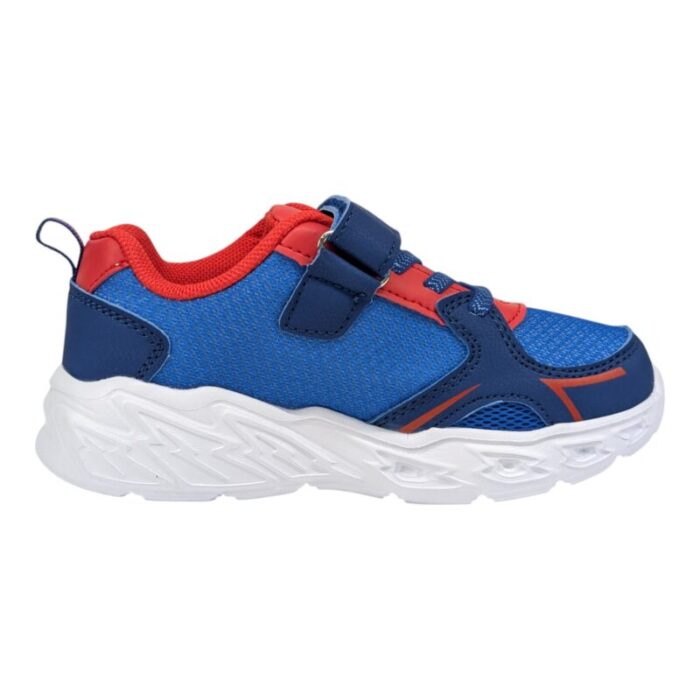 Sneaker sportiva bambino blu-rossa spider-man con strappo, lacci elastici e luci - Silver