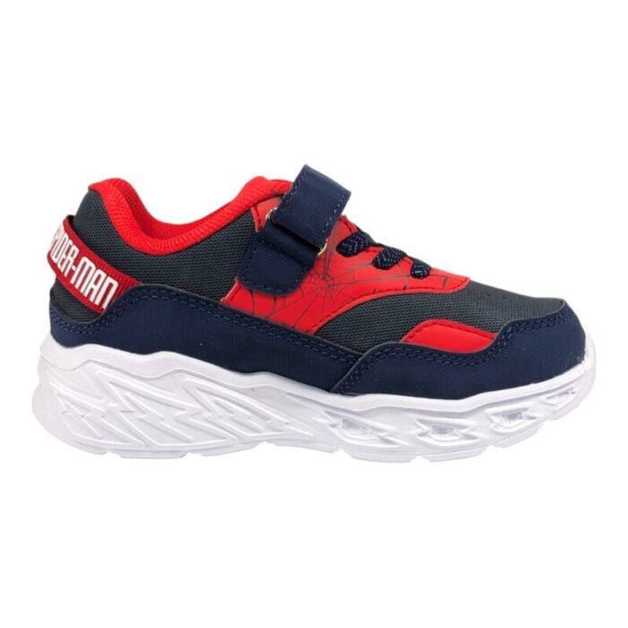 Sneaker sportiva bambino blu-rossa spider-man con strappo, lacci elastici e luci - Silver