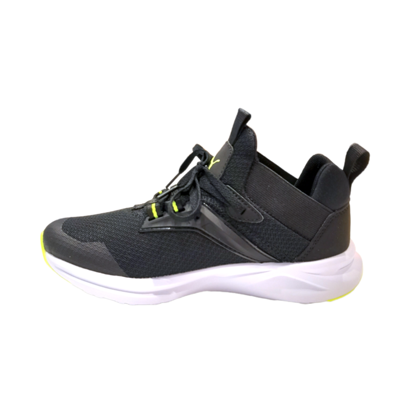 Sneaker sportiva in tessuto retato nero per bambino con logo Puma laterale e lacci elastici - Puma 3 Sneaker sportiva in tessuto retato nero per bambino con logo Puma laterale e lacci - Puma