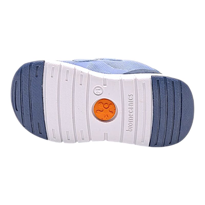Sneaker sportiva per bambino primi passi in tessuto azzurro-arancione con doppio strappo – Biomecanics 5 Sneaker sportiva per bambino primi passi in tessuto azzurro-arancione con doppio strappo – Biomecanics