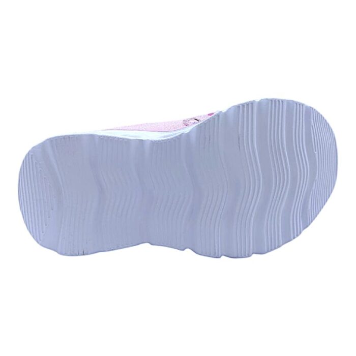 Sneaker sportiva primi passi pink glitter con minnie disney, doppio strappo e luci - Silver