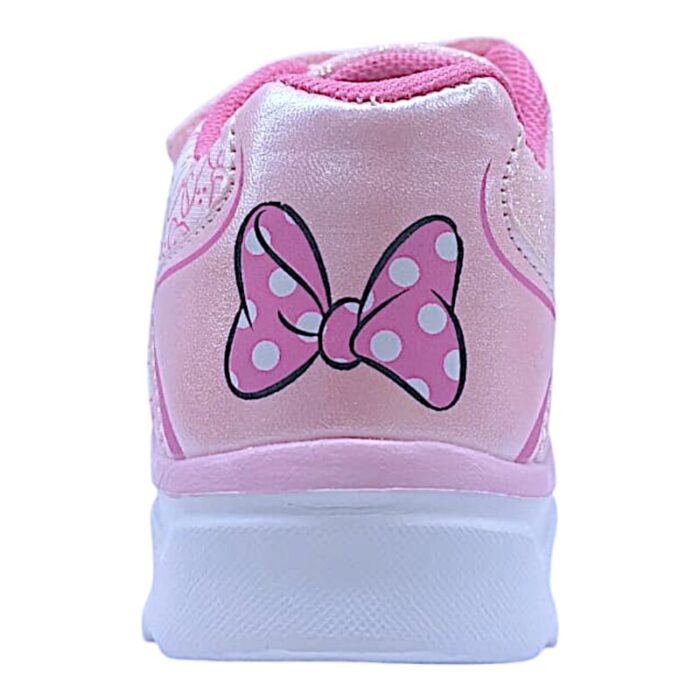 Sneaker sportiva primi passi pink glitter con minnie disney, doppio strappo e luci - Silver