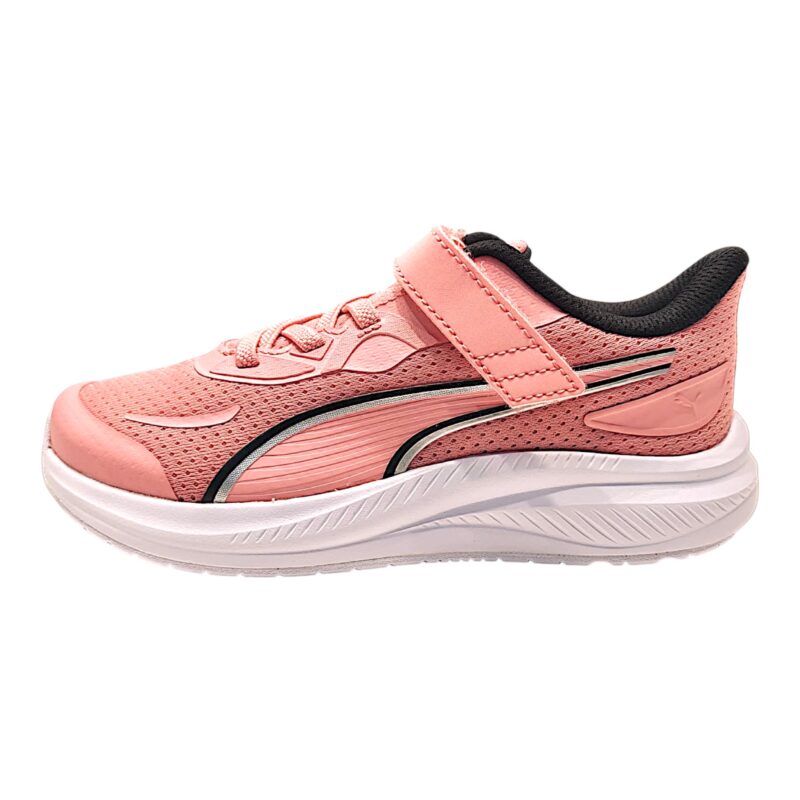 Sneaker sportiva rosa-bianca in tessuto mesh synth per bambina con strappo e lacci elastici - Puma 3 Sneaker sportiva rosa-bianca in tessuto mesh synth per bambina con strappo e lacci elastici - Puma