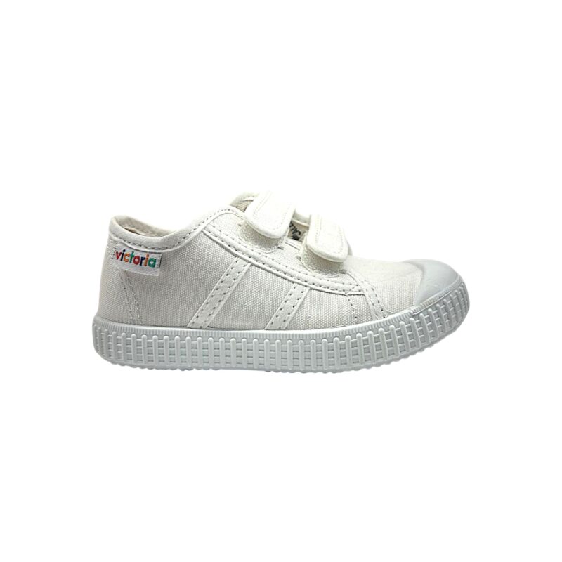 Sneaker sportiva unisex in cotone bianco con due strappi frontali – Victoria 2 Sneaker sportiva unisex in cotone bianco con due strappi frontali – Victoria