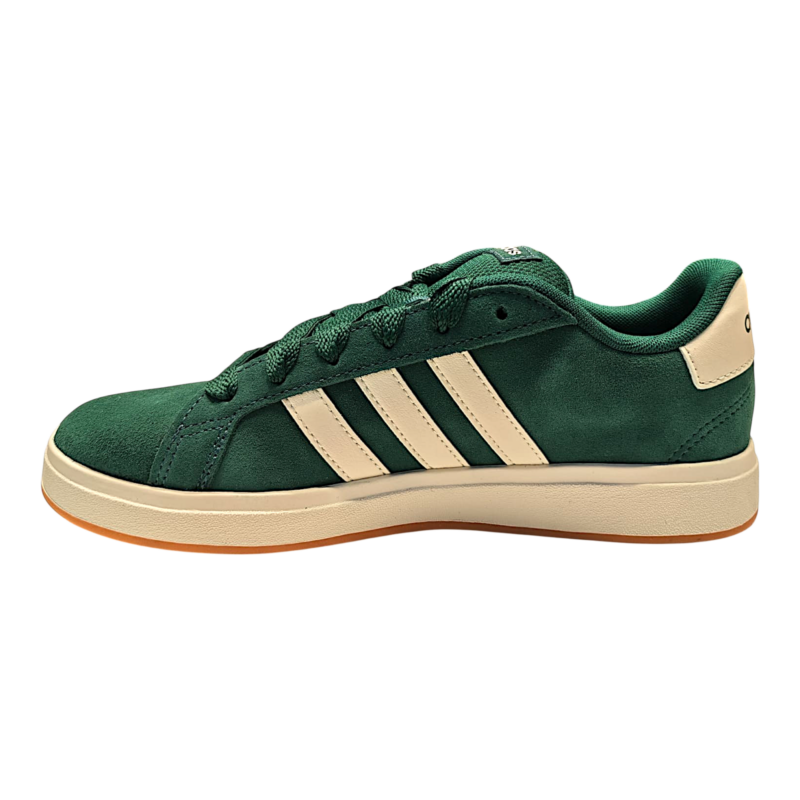 Sneaker sportiva unisex retata verde-bianca in pelle scamosciata con lacci elastici – Adidas 3 Sneaker sportiva verde-bianca unisex in pelle scamosciata con lacci – Adidas