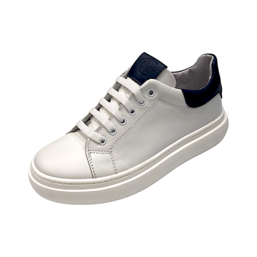 Sneaker unisex bianca con dettagli blu e lacci - Chiara Luciani