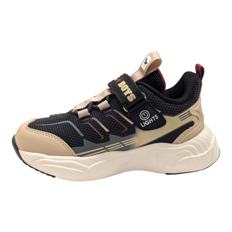 Sneakers Spinosauro nero-rosso-beige con luci per bambino – BULL BOYS