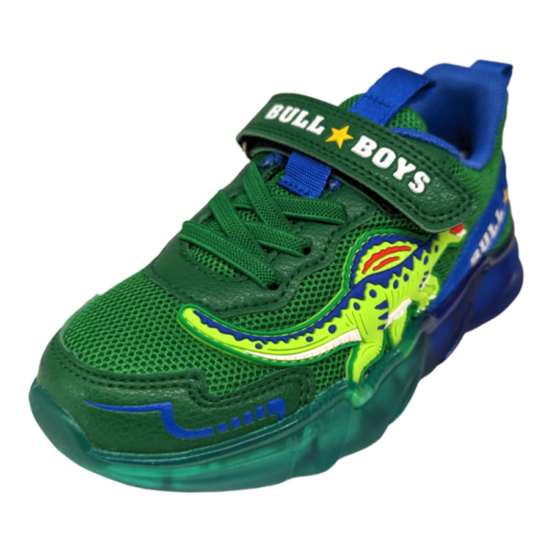 Sneakers Spinosauro verde foresta con luci per bambino – BULL BOYS