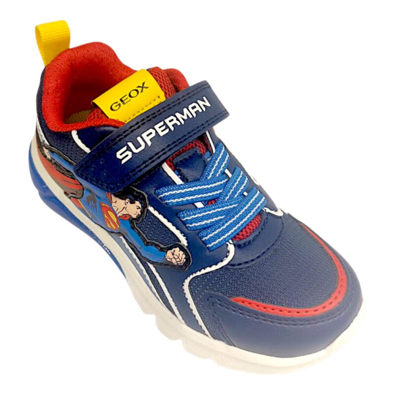 Sneakers Superman blu-red con strappo, lacci elastici e luci - Geox 1 Sneakers Superman blu-red con strappo, lacci elastici e luci - Geox