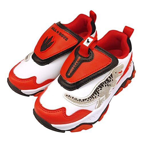 Sneakers T-Rex bianco-rosso con luci per bambino – BULL BOYS