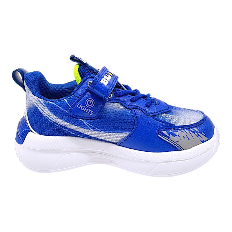 Sneakers T-Rex royal blue-lime green con lacci elastici strappo e luci per bambino – BULL BOYS