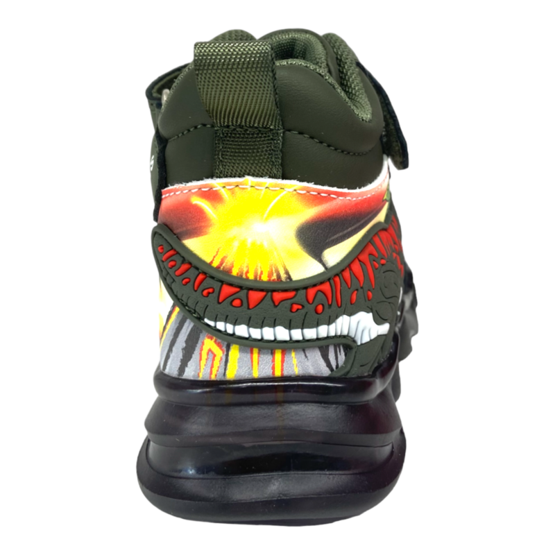Sneakers T-Rex verde foresta multicolor con luci per bambino – BULL BOYS