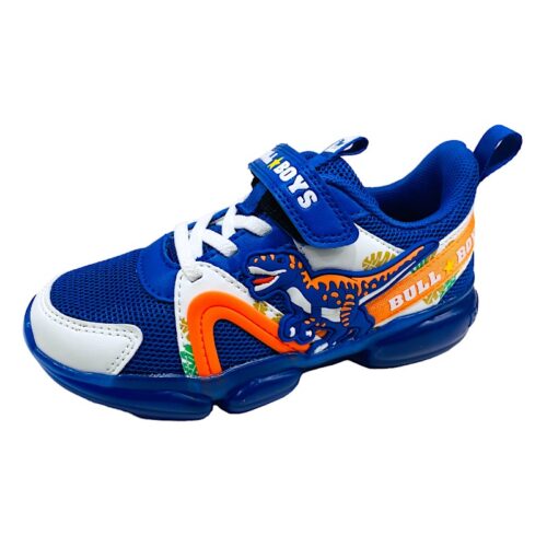 Sneakers Velociraptor royal e arancione con luci e suola impronta per bambino – BULL BOYS
