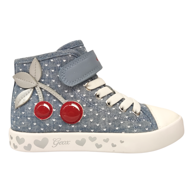 Sneakers alta ciak bambina color jeans-avio con ciliegie - Geox