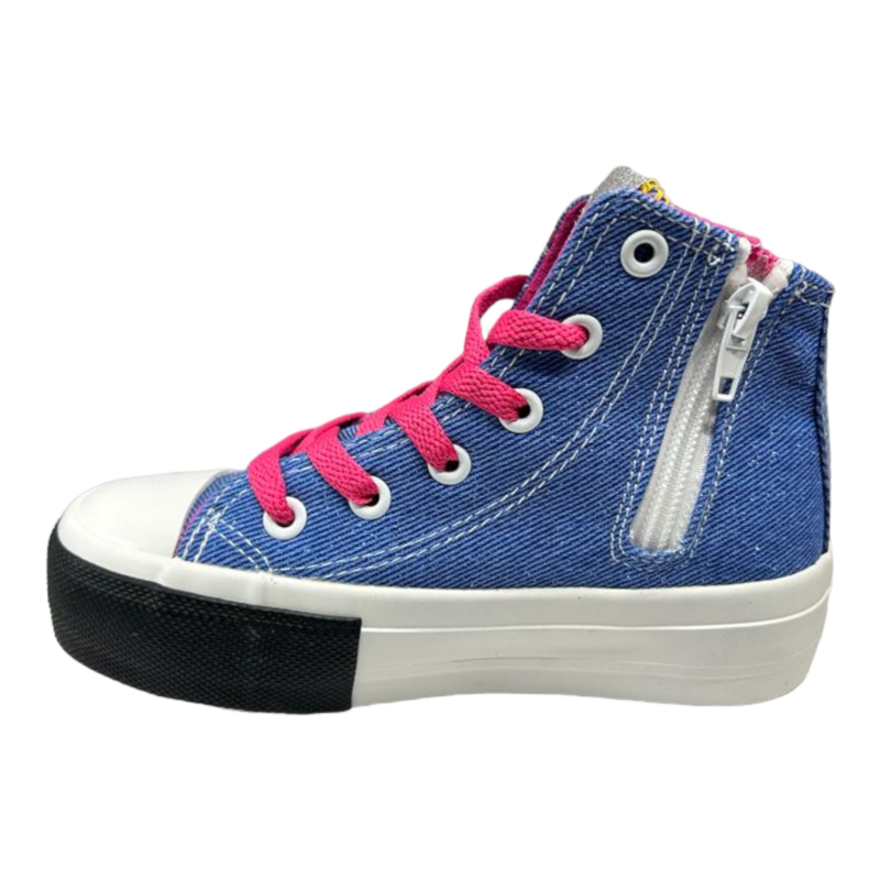 Sneakers alta per bambina in tessuto jeans Charlotte M. con lacci elastici e zip laterale – Easy Shoes 3 Sneakers alta per bambina in tessuto jeans Charlotte M. con lacci elastici e zip laterale – Easy Shoes
