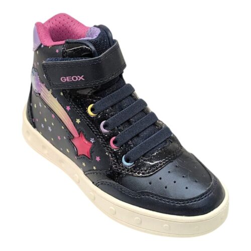 Sneakers alta ragazza blu-multicolor con strappo, lacci elastici e luci arcobaleno - Geox 5 Sneakers alta ragazza blu-multicolor con strappo, lacci elastici e luci arcobaleno - Geox