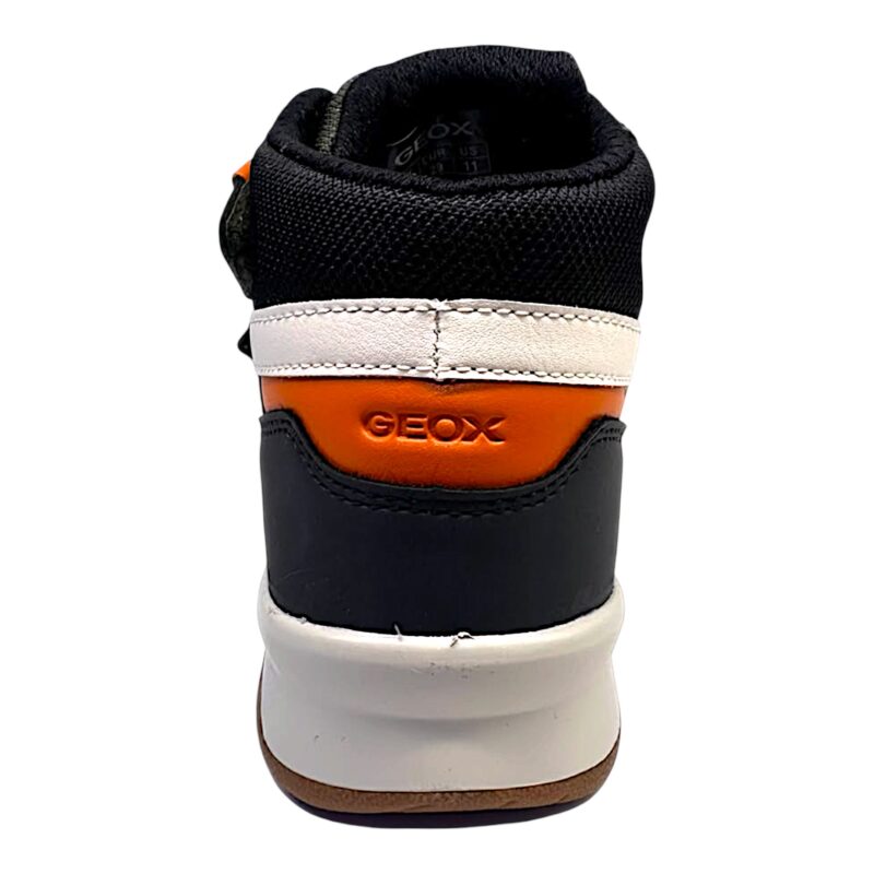 Sneakers alte Perth verde militare, arancione e nero per bambino-ragazzo con strappo e lacci elastici - Geox 4 Sneakers alte Perth verde militare, arancione e nero per bambino con strappo e lacci elastici - Geox