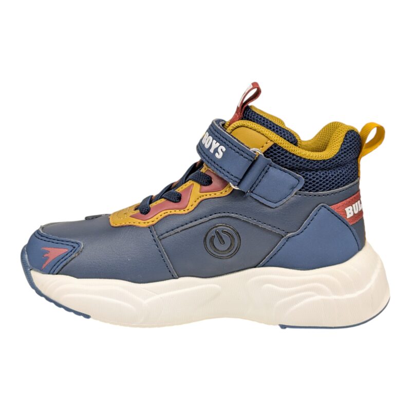 Sneakers alte T-Rex blu e senape con luci per bambino – BULL BOYS