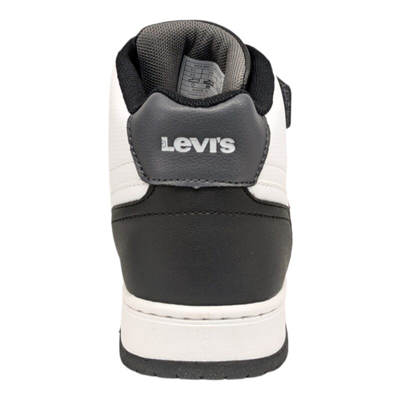 Sneakers alte bianco-grigie in similpelle per bambino con strappo e lacci elastici - Levi's 4 Sneakers alte bianco-grigie in similpelle per bambino con strappo e lacci elastici - Levi's