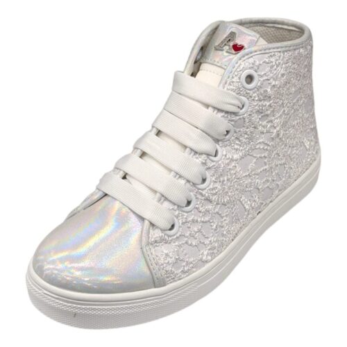 Sneakers alte da cerimonia con zip, lacci e pizzo - Asso