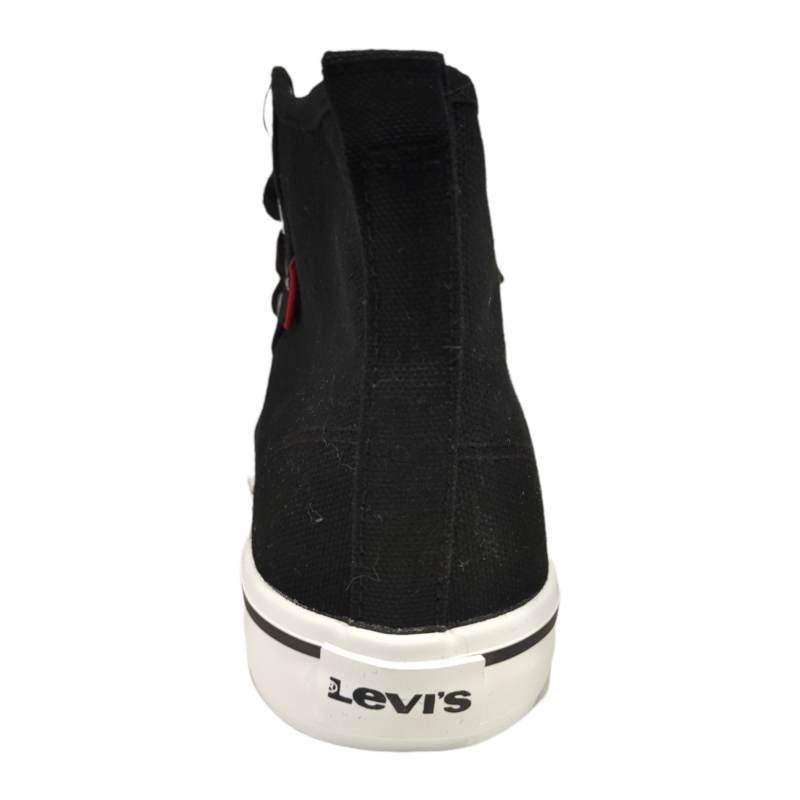 Sneakers alte nere tipo Converse in tessuto per bambina con lacci elastici - Levi's 4 Sneakers alte nere tipo Converse in tessuto per bambina con lacci elastici - Levi's