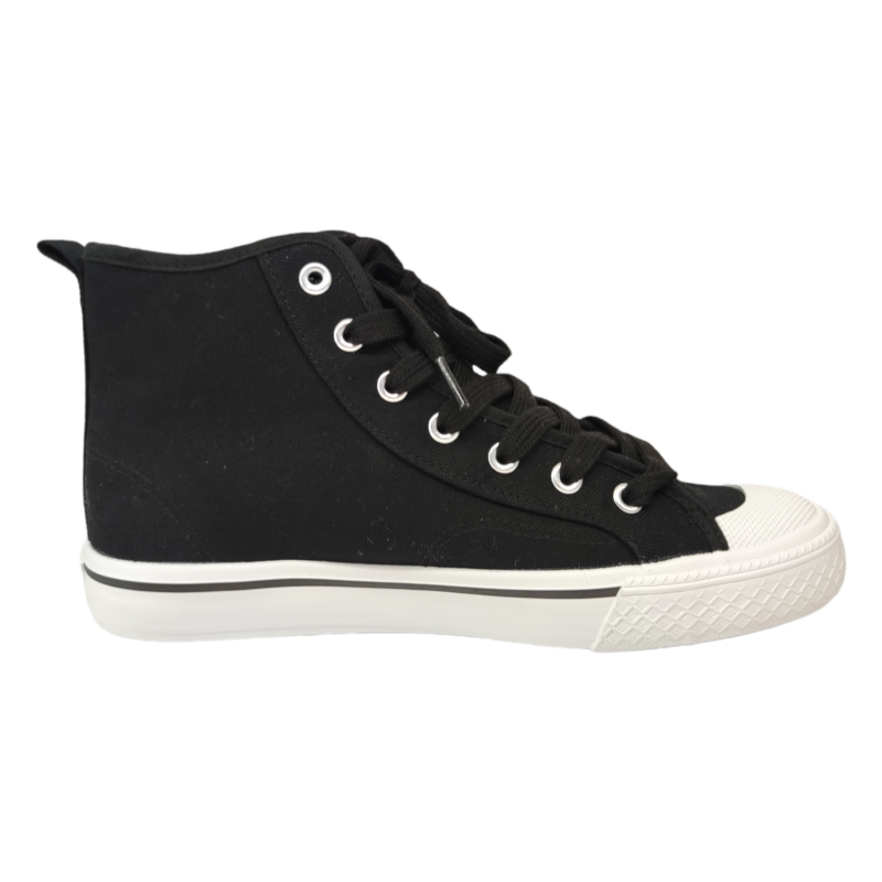 Sneakers alte nere tipo Converse in tessuto per bambina con lacci elastici - Levi's 2 Sneakers alte nere tipo Converse in tessuto per bambina con lacci elastici - Levi's