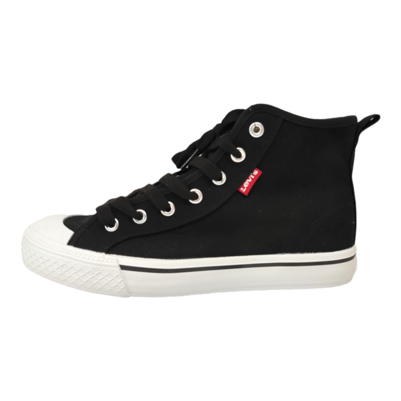 Sneakers alte nere tipo Converse in tessuto per bambina con lacci elastici - Levi's 3 Sneakers alte nere tipo Converse in tessuto per bambina con lacci elastici - Levi's