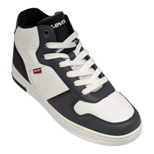 Sneakers alte per bambino bianco-grigie in similpelle con lacci elastici - Levi's