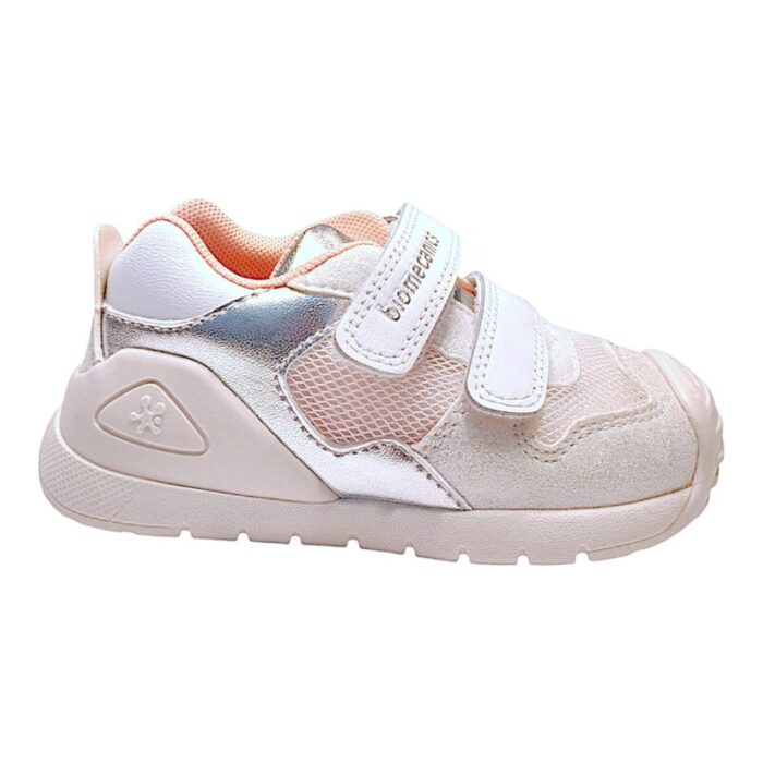 Sneakers bambina bianco-rosa con doppio strappo - Biomecanics