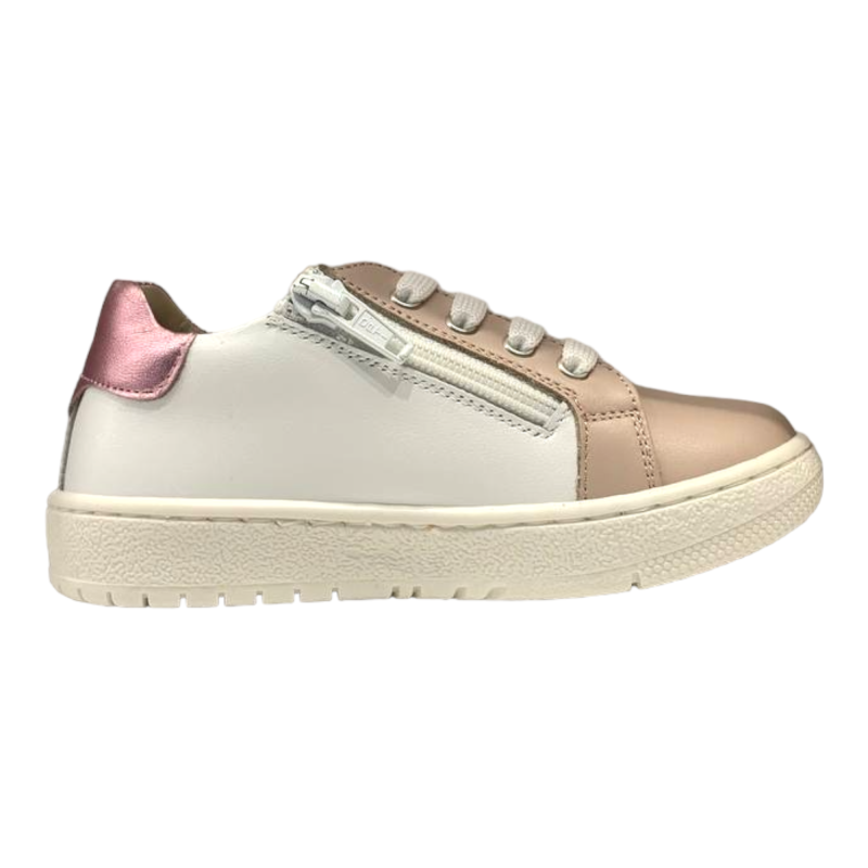 Sneakers bambina bianco-rosa glitter-metallic - Rossano