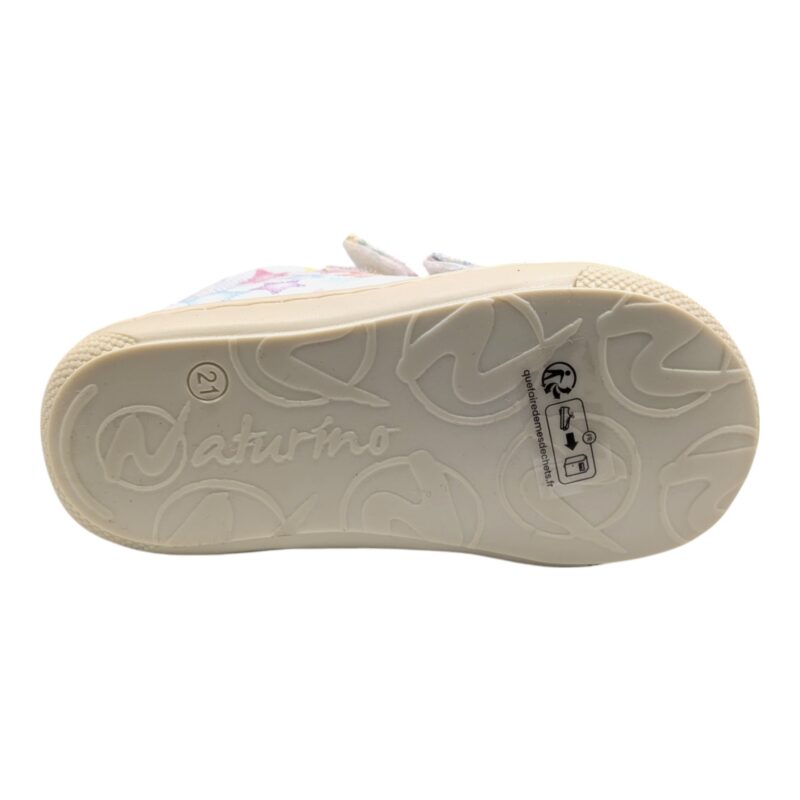 Sneakers bambina cocoon primi passi bianco multi stelle e doppio strappo - Naturino