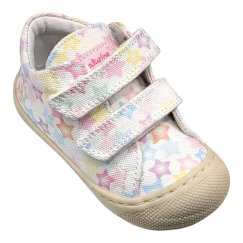 Sneakers bambina cocoon primi passi bianco multi stelle e doppio strappo - Naturino