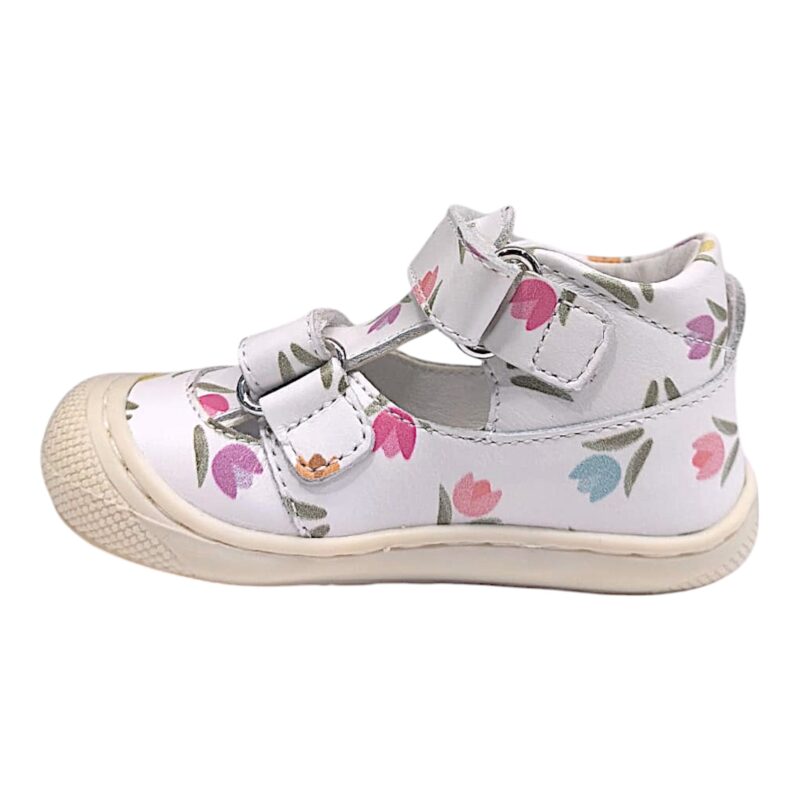 Sneakers bambina cocoon primi passi bianco white multi-tulipani e doppio strappo