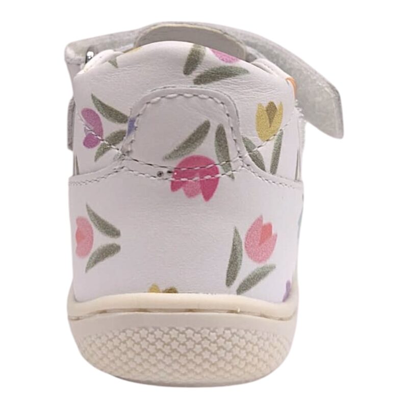 Sneakers bambina cocoon primi passi bianco white multi-tulipani e doppio strappo