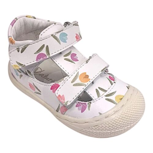 Sneakers bambina cocoon primi passi bianco white multi-tulipani e doppio strappo