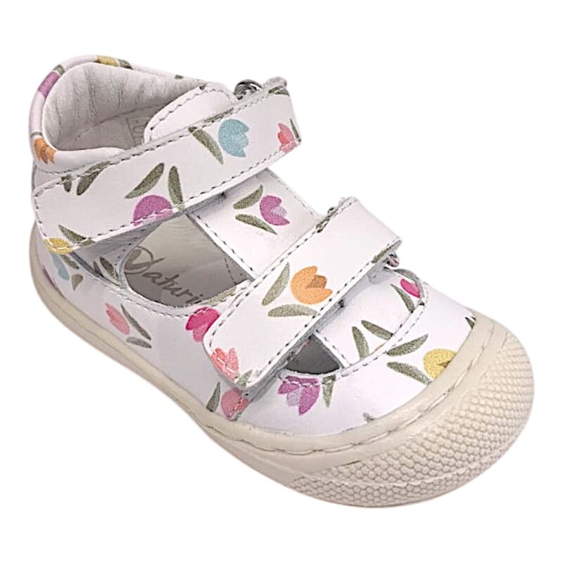 Sneakers bambina cocoon primi passi bianco white multi-tulipani e doppio strappo