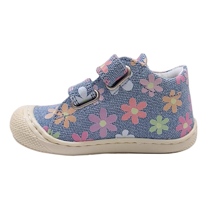 Sneakers bambina cocoon primi passi celeste multi magnolie e doppio strappo - Naturino