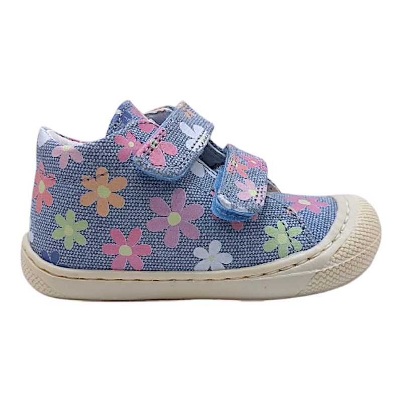 Sneakers bambina cocoon primi passi celeste multi magnolie e doppio strappo - Naturino