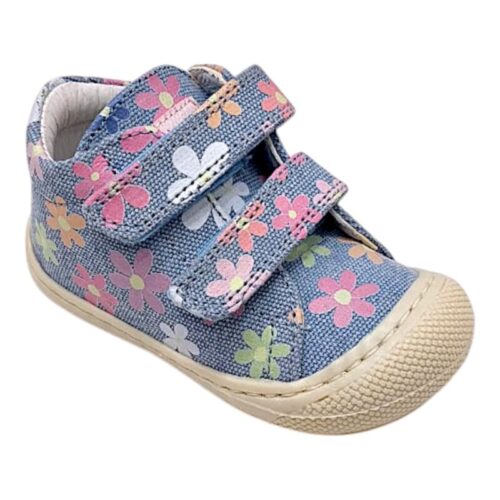 Sneakers bambina cocoon primi passi celeste multi magnolie e doppio strappo - Naturino