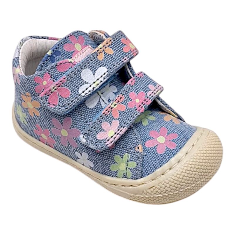 Sneakers bambina cocoon primi passi celeste multi magnolie e doppio strappo - Naturino