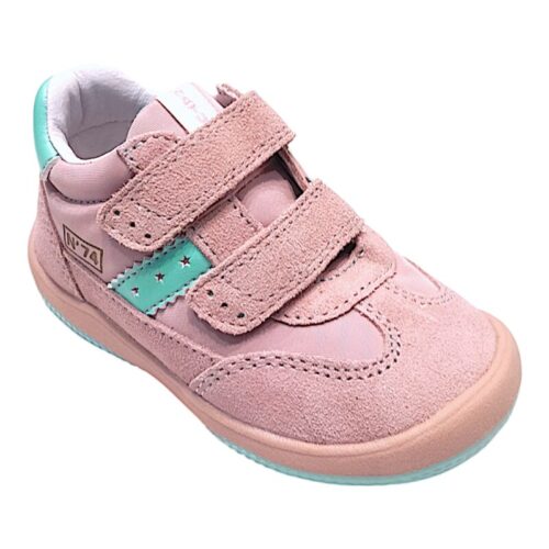 Sneakers bambina cocoon primi passi pink-turquoise con doppio strappo - Naturino