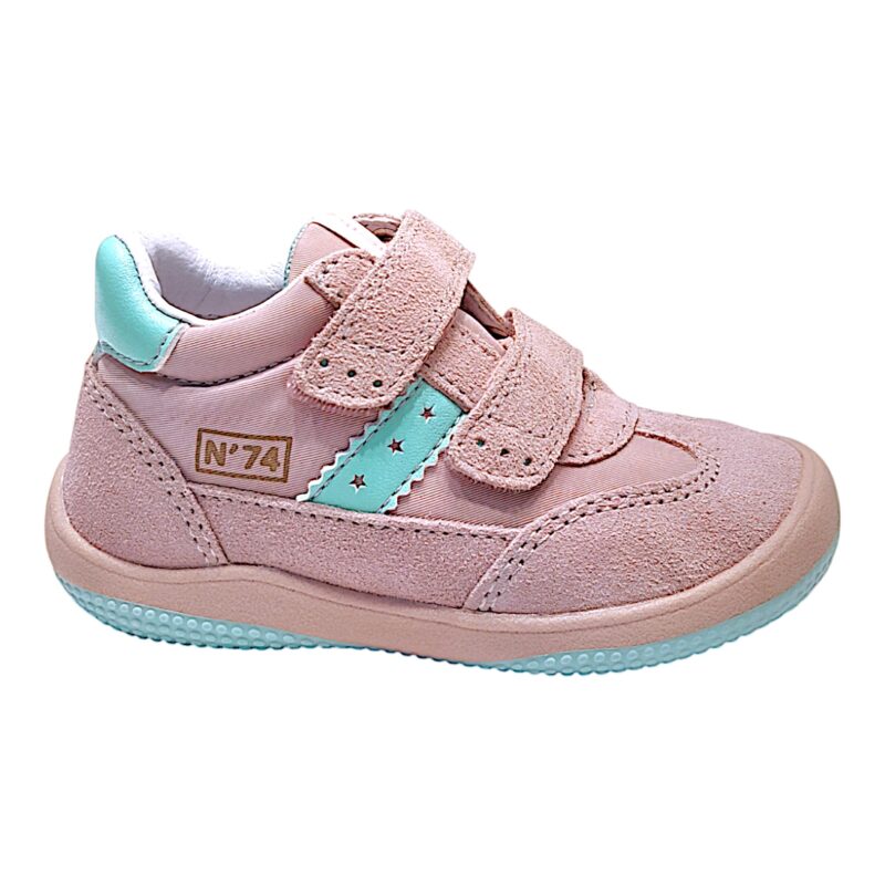 Sneakers bambina cocoon primi passi pink-turquoise con doppio strappo - Naturino